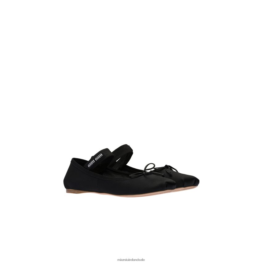 IE Miu MiuShoes Satin Ballerinas Black XJN62J277