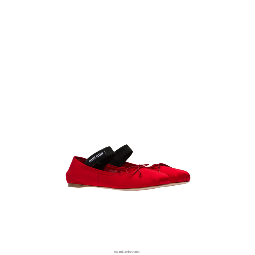 IE Miu MiuShoes Satin Ballerinas Red XJN62J279