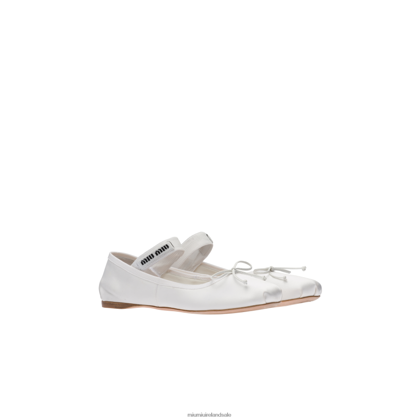 IE Miu MiuShoes Satin Ballerinas White XJN62J280