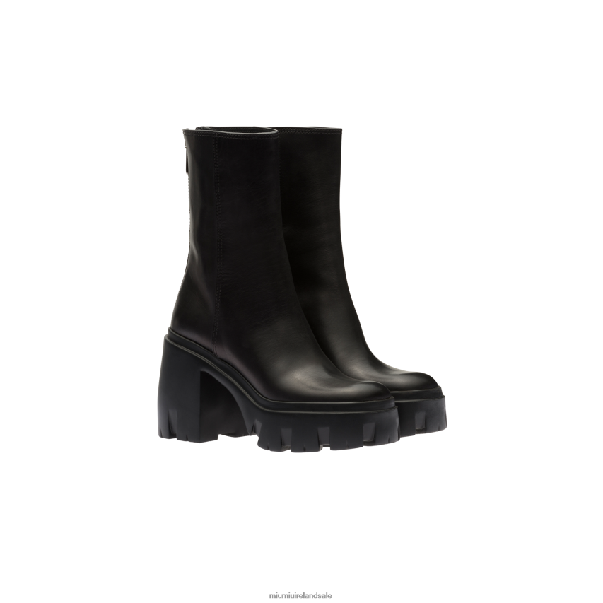 IE Miu MiuShoes Leather Booties Black XJN62J339