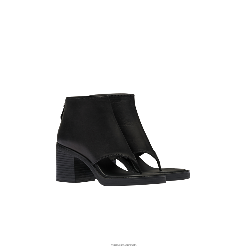IE Miu MiuShoes Leather Thong Booties Black XJN62J335