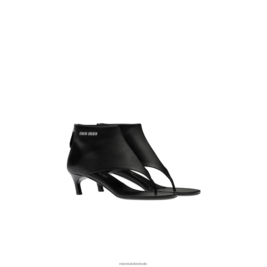 IE Miu MiuShoes Leather Thong Booties Black XJN62J345