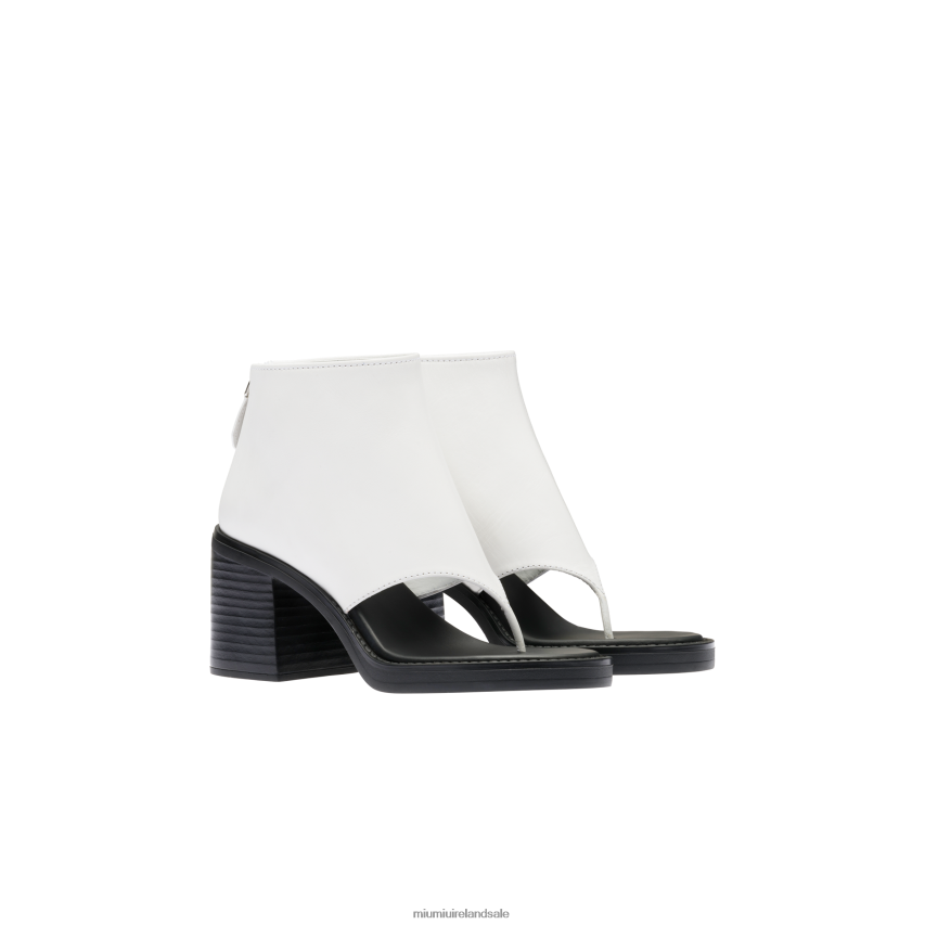 IE Miu MiuShoes Leather Thong Booties White XJN62J336