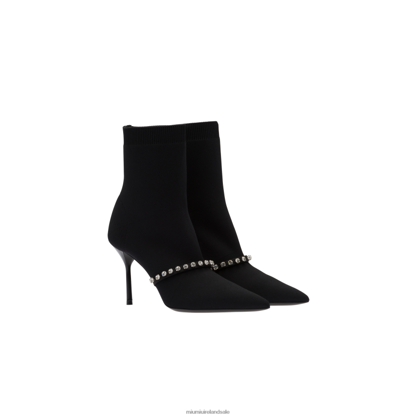 IE Miu MiuShoes Technical Knit Booties Black XJN62J346