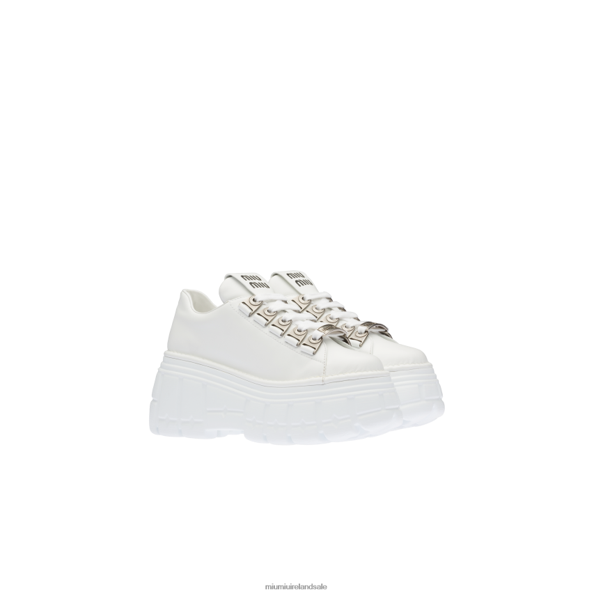 IE Miu MiuLoafers & Lace-Ups Leather Laced Derby Shoes White XJN62J331