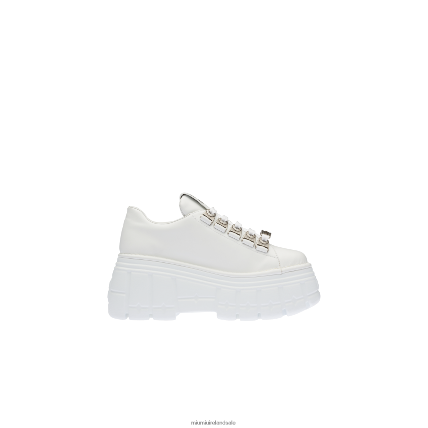 IE Miu MiuLoafers & Lace-Ups Leather Laced Derby Shoes White XJN62J331