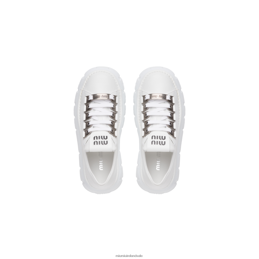 IE Miu MiuLoafers & Lace-Ups Leather Laced Derby Shoes White XJN62J331