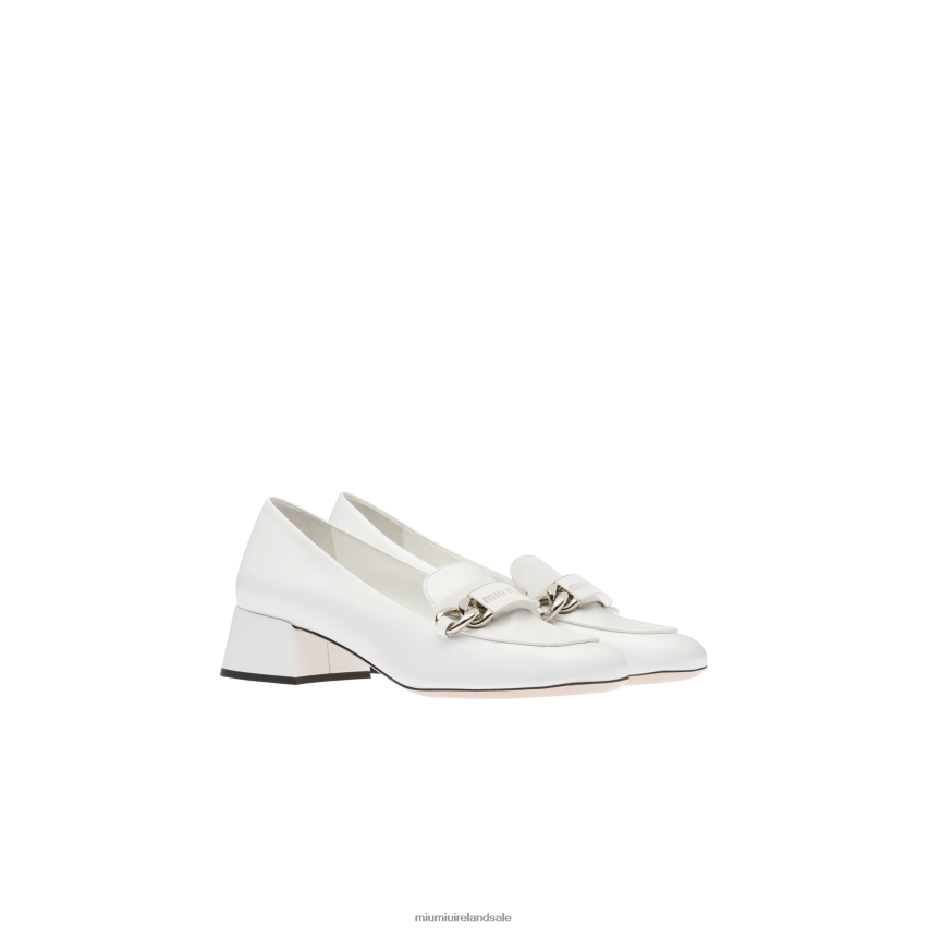 IE Miu MiuShoes Leather Loafers White XJN62J324