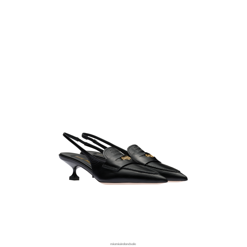 IE Miu MiuShoes Leather Penny Loafers Black XJN62J313