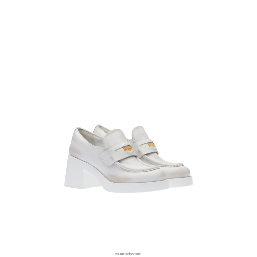 IE Miu MiuShoes Leather Penny Loafers White XJN62J306