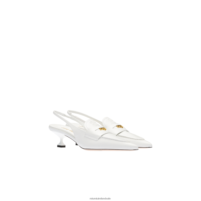 IE Miu MiuShoes Leather Penny Loafers White XJN62J314