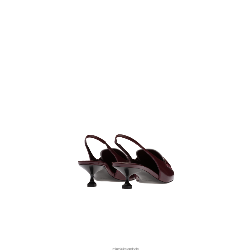 IE Miu MiuShoes Leather Penny Loafers With Heel Garnet/White XJN62J317