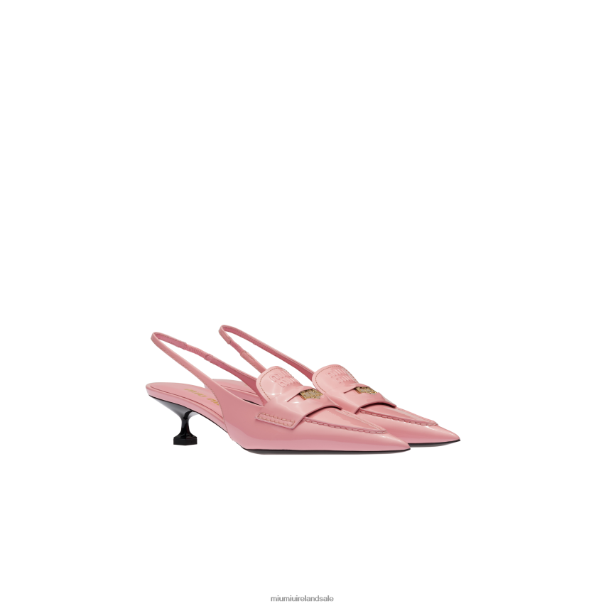 IE Miu MiuShoes Leather Penny Loafers With Heel Pink XJN62J319