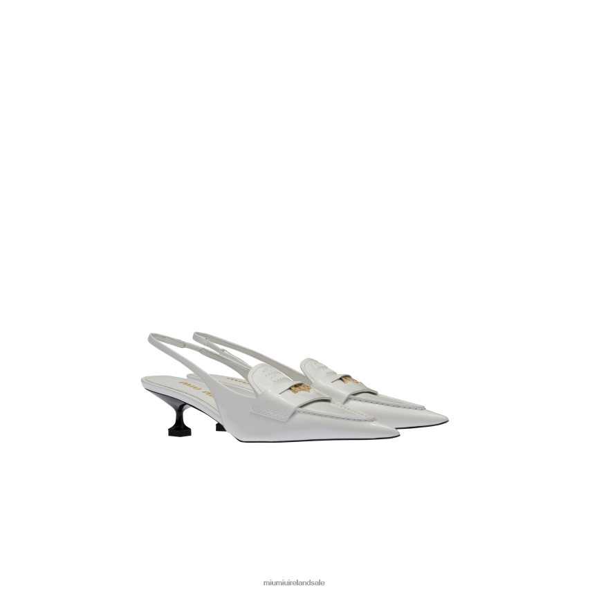 IE Miu MiuShoes Leather Penny Loafers With Heel White XJN62J316