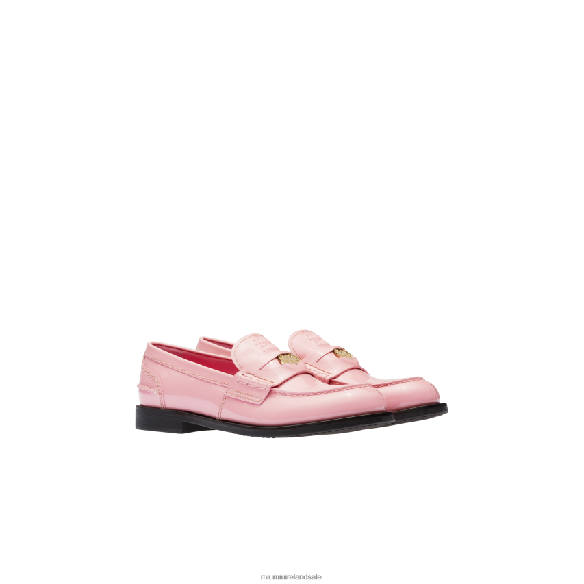 IE Miu MiuShoes Patent Leather Penny Loafers Pink XJN62J311