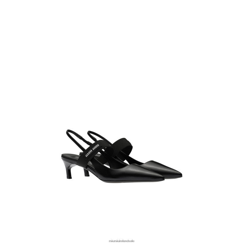 IE Miu MiuShoes Leather Slingback Pumps Black XJN62J183