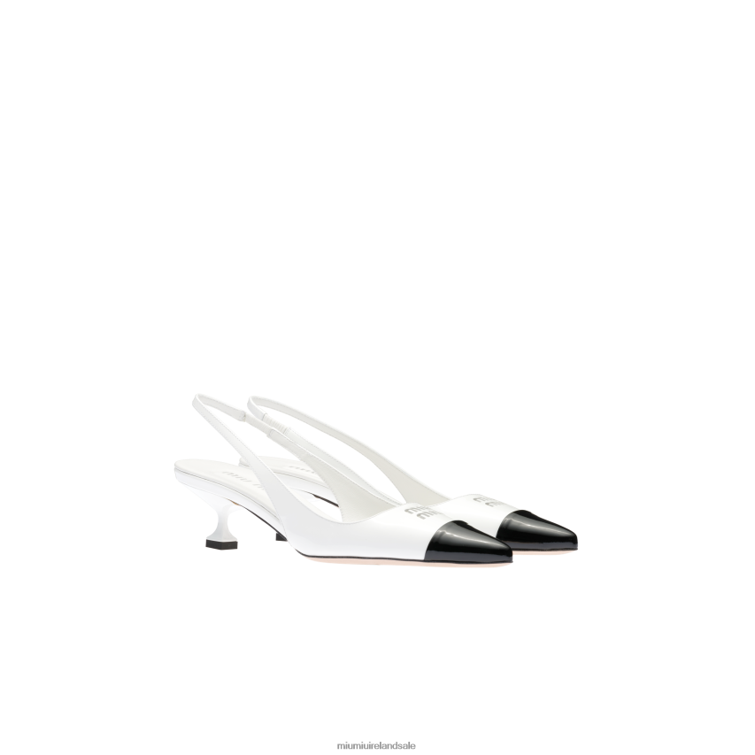 IE Miu MiuShoes Patent Leather Pump White/Black XJN62J181