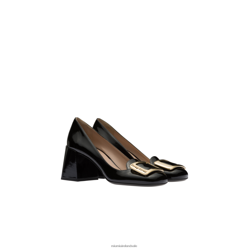IE Miu MiuShoes Patent Leather Pumps Black XJN62J184