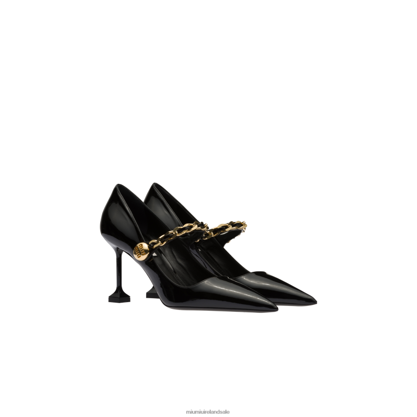 IE Miu MiuShoes Patent Leather Pumps Black XJN62J195