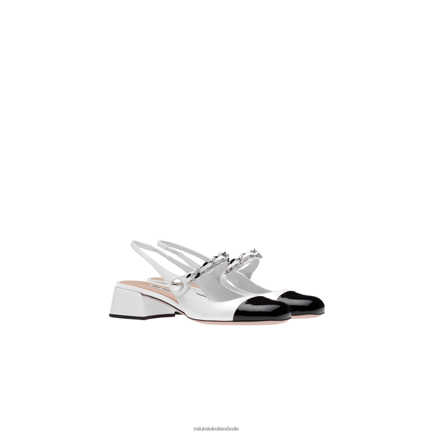 IE Miu MiuShoes Patent Leather Pumps White/Black XJN62J191