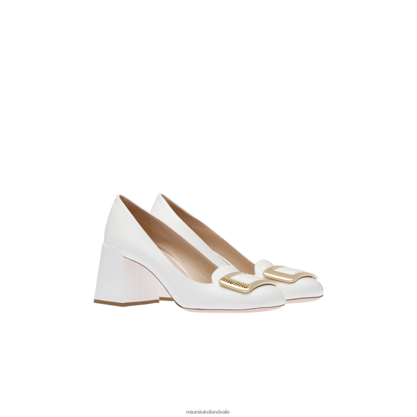 IE Miu MiuShoes Patent Leather Pumps White XJN62J185