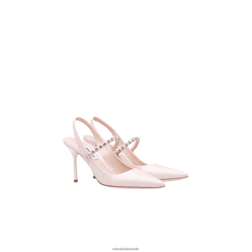 IE Miu MiuShoes Patent Leather Slingback Pumps Gem XJN62J204