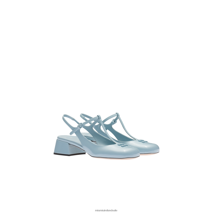 IE Miu MiuShoes Patent Leather Slingback Pumps Light Blue XJN62J179