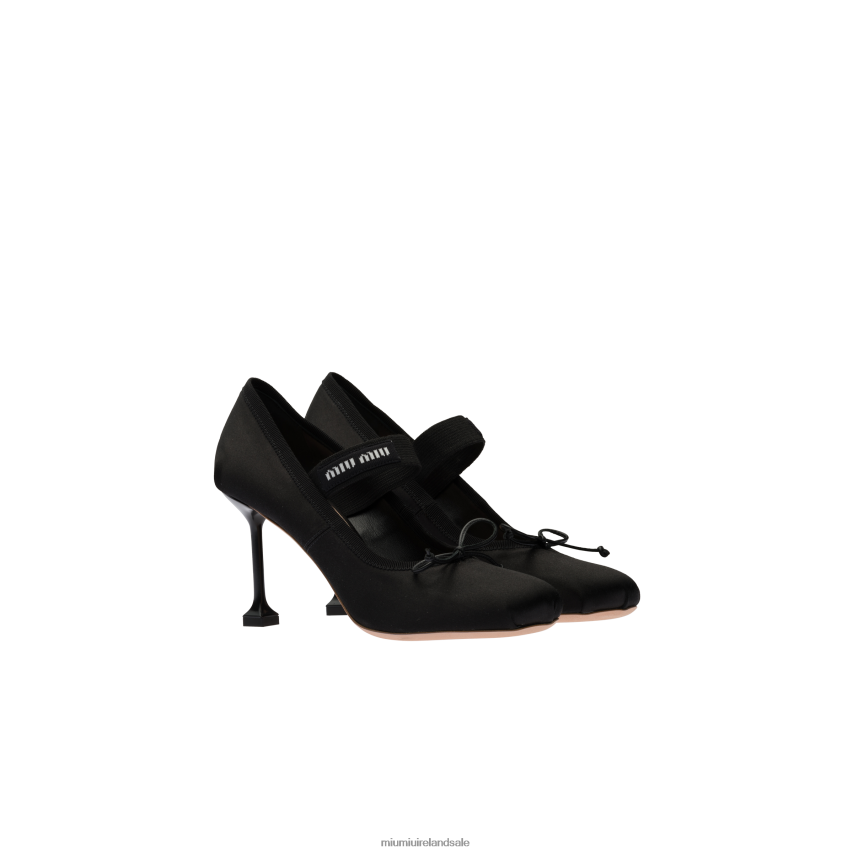 IE Miu MiuShoes Satin Pumps Black XJN62J187