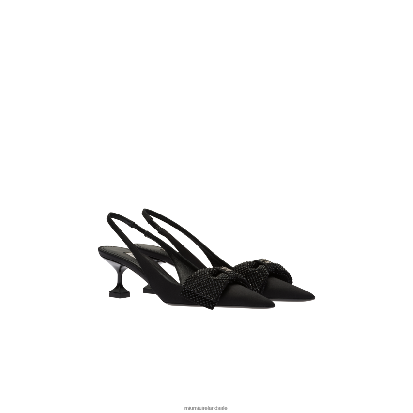 IE Miu MiuShoes Satin Slingback Pumps Black XJN62J205