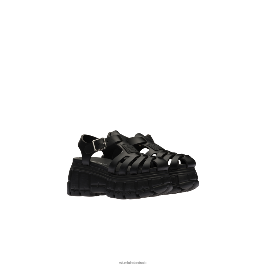 IE Miu MiuShoes Eva Platform Sandals Black XJN62J251