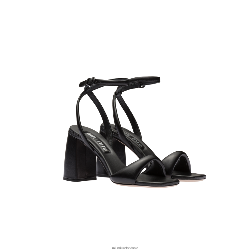 IE Miu MiuShoes Leather Sandals Black XJN62J221