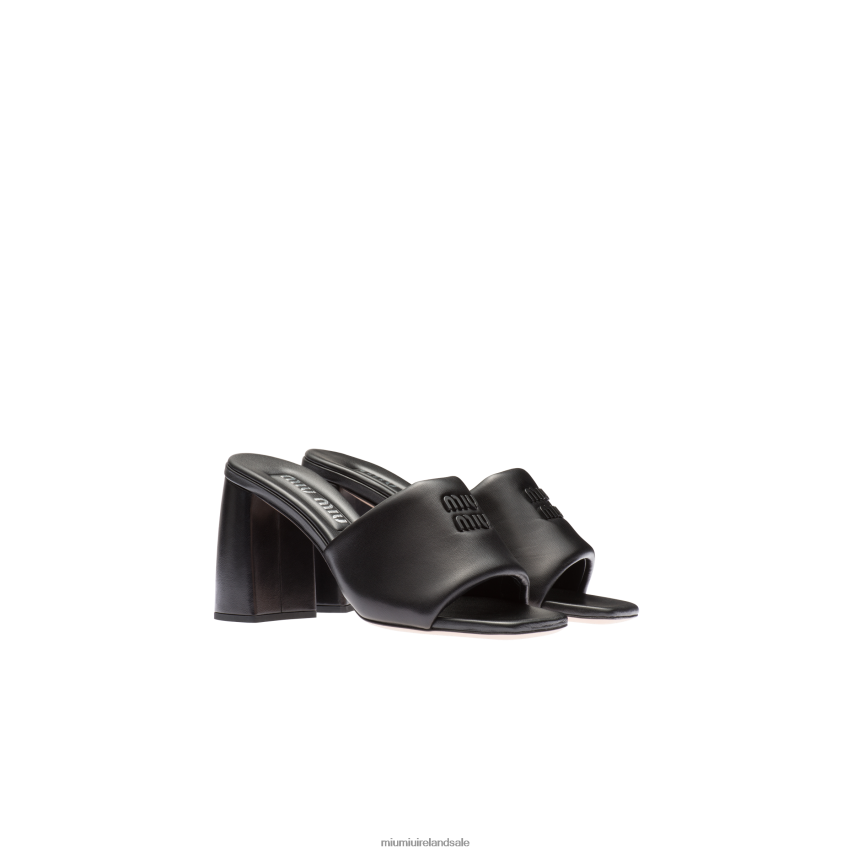 IE Miu MiuShoes Leather Sandals Black XJN62J224