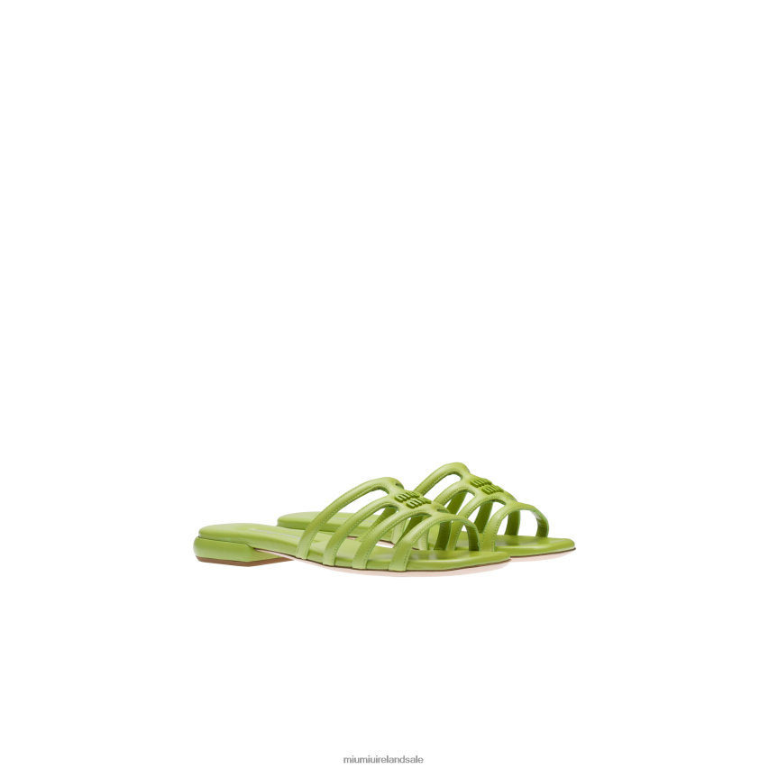 IE Miu MiuShoes Leather Sandals Fern Green XJN62J220