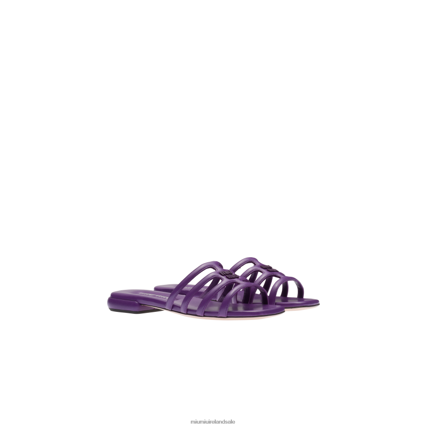 IE Miu MiuShoes Leather Sandals Petunia Purple XJN62J219