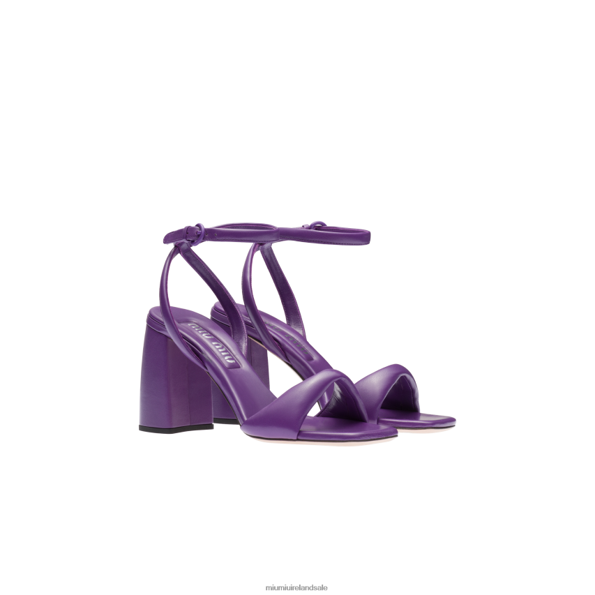 IE Miu MiuShoes Leather Sandals Petunia Purple XJN62J222
