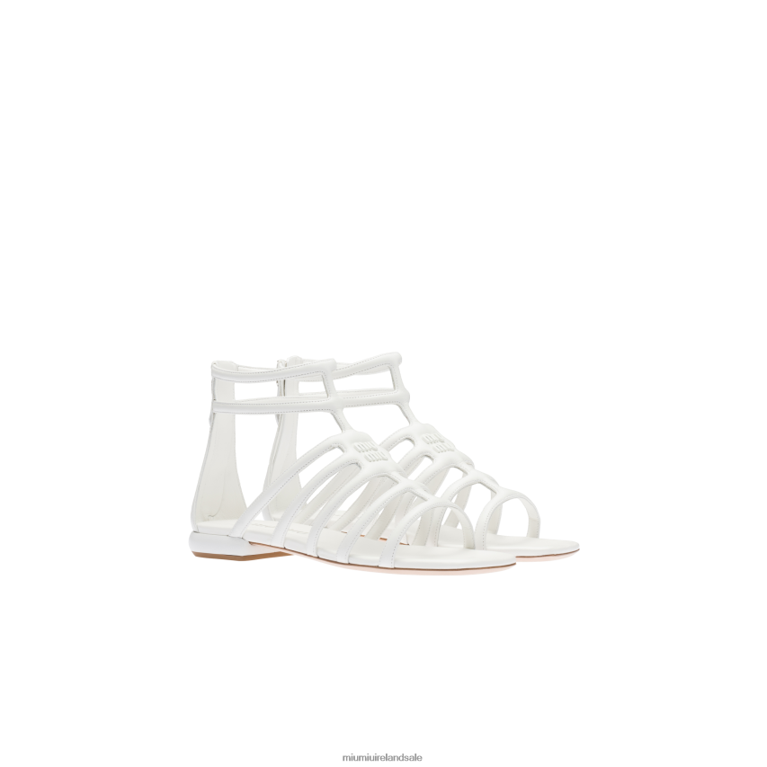 IE Miu MiuShoes Leather Sandals White XJN62J223