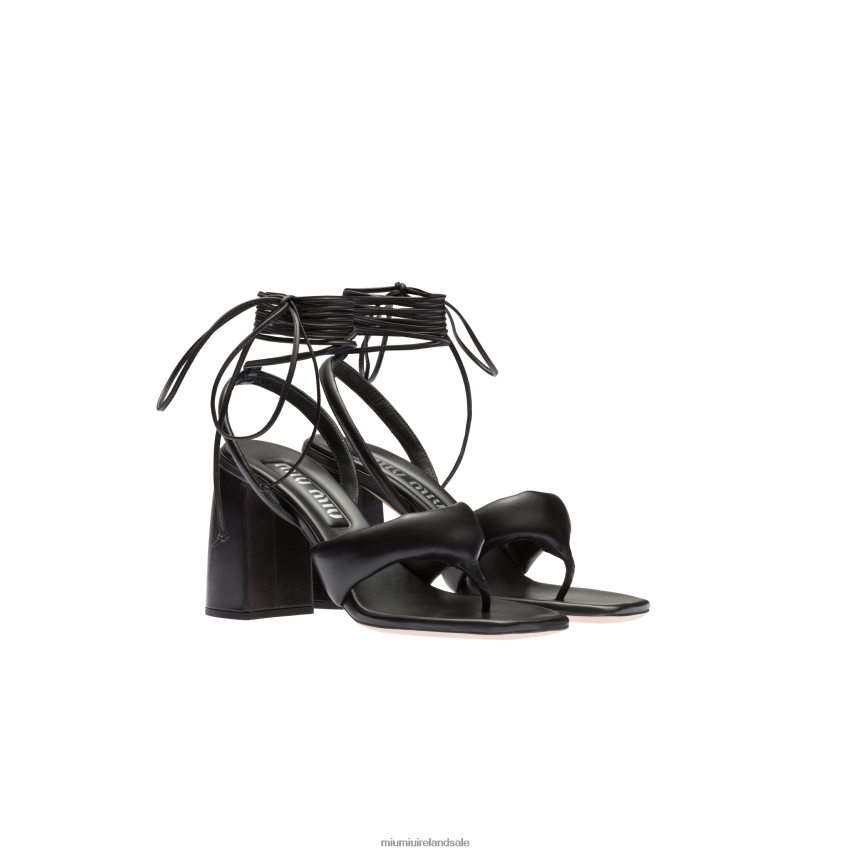 IE Miu MiuShoes Leather Thong Sandals Black XJN62J229