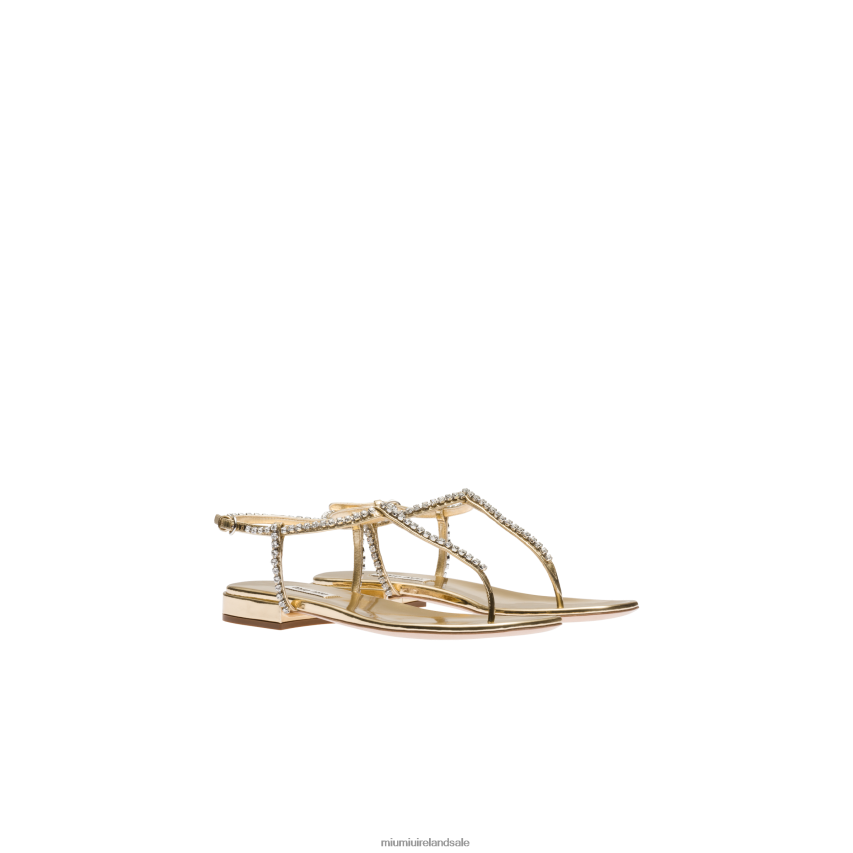 IE Miu MiuShoes Metallic Leather Thong Sandals Platinum XJN62J267