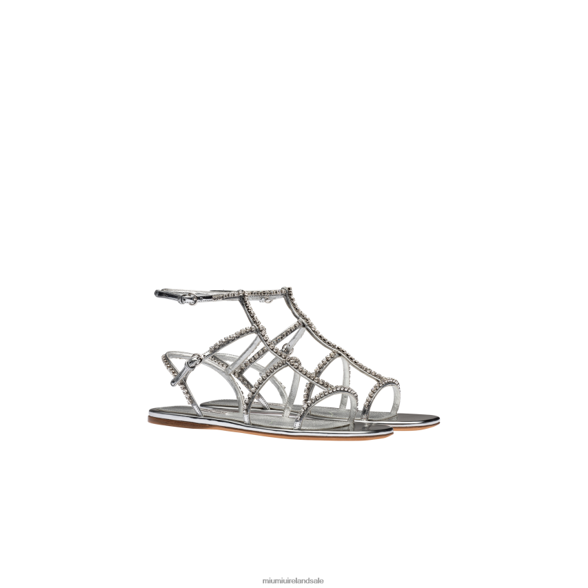 IE Miu MiuShoes Metallic Technical Fabric Sandals Silver XJN62J261