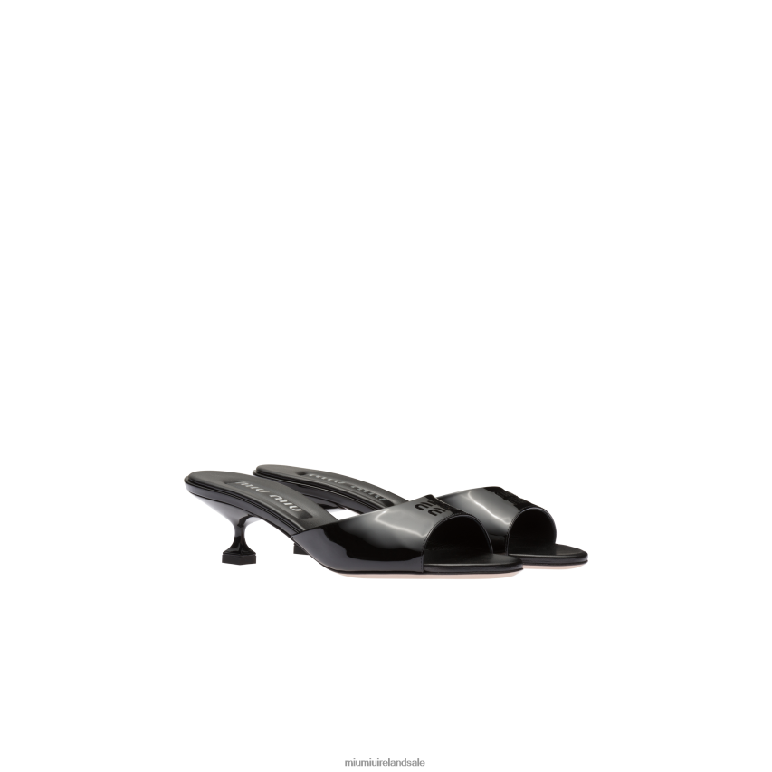 IE Miu MiuShoes Patent Leather Sandals Black XJN62J214