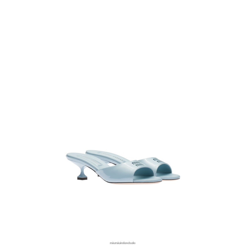 IE Miu MiuShoes Patent Leather Sandals Light Blue XJN62J216