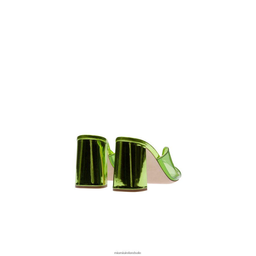 IE Miu MiuShoes Plexiglas And Metallic Leather Sandals Fern Green XJN62J246