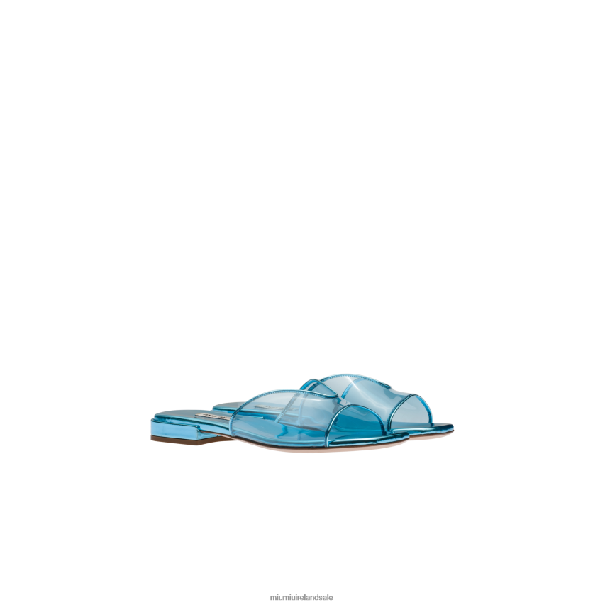 IE Miu MiuShoes Plexiglas And Metallic Leather Sandals Light Blue XJN62J244