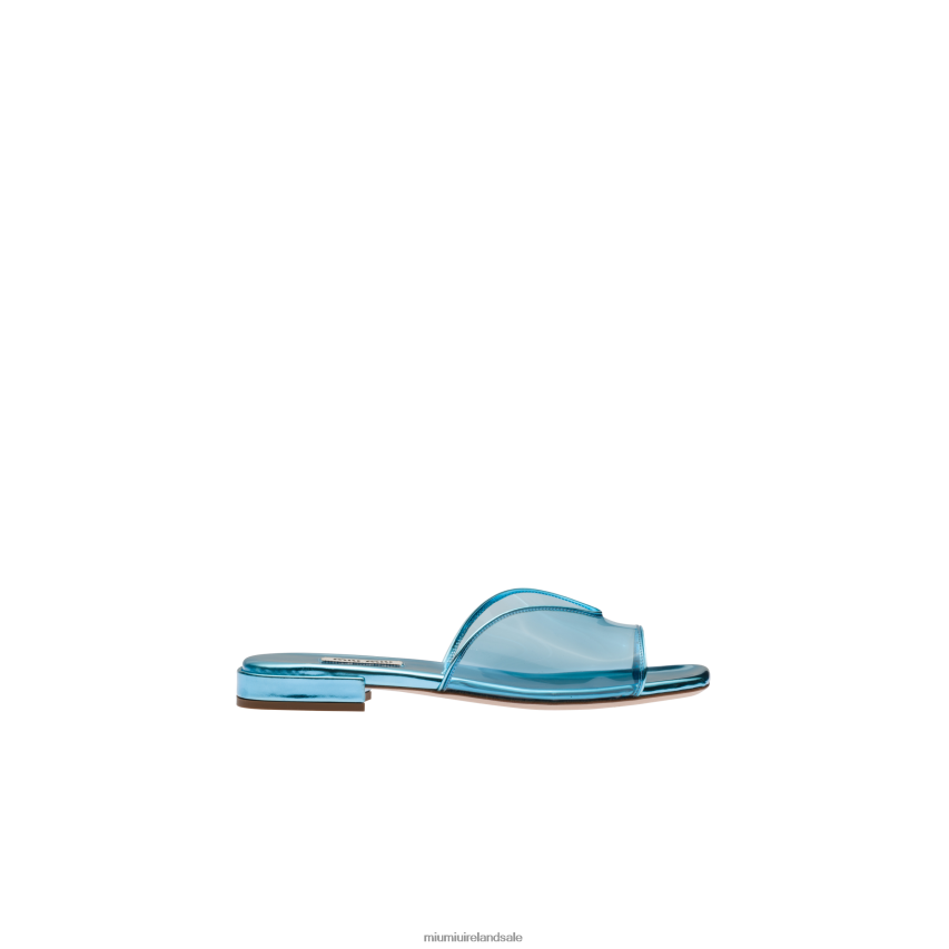 IE Miu MiuShoes Plexiglas And Metallic Leather Sandals Light Blue XJN62J244