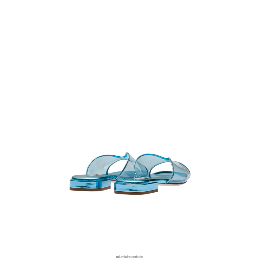 IE Miu MiuShoes Plexiglas And Metallic Leather Sandals Light Blue XJN62J244