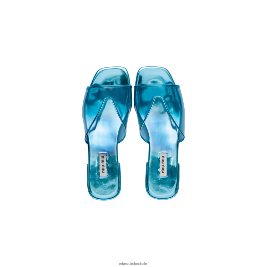 IE Miu MiuShoes Plexiglas And Metallic Leather Sandals Light Blue XJN62J244