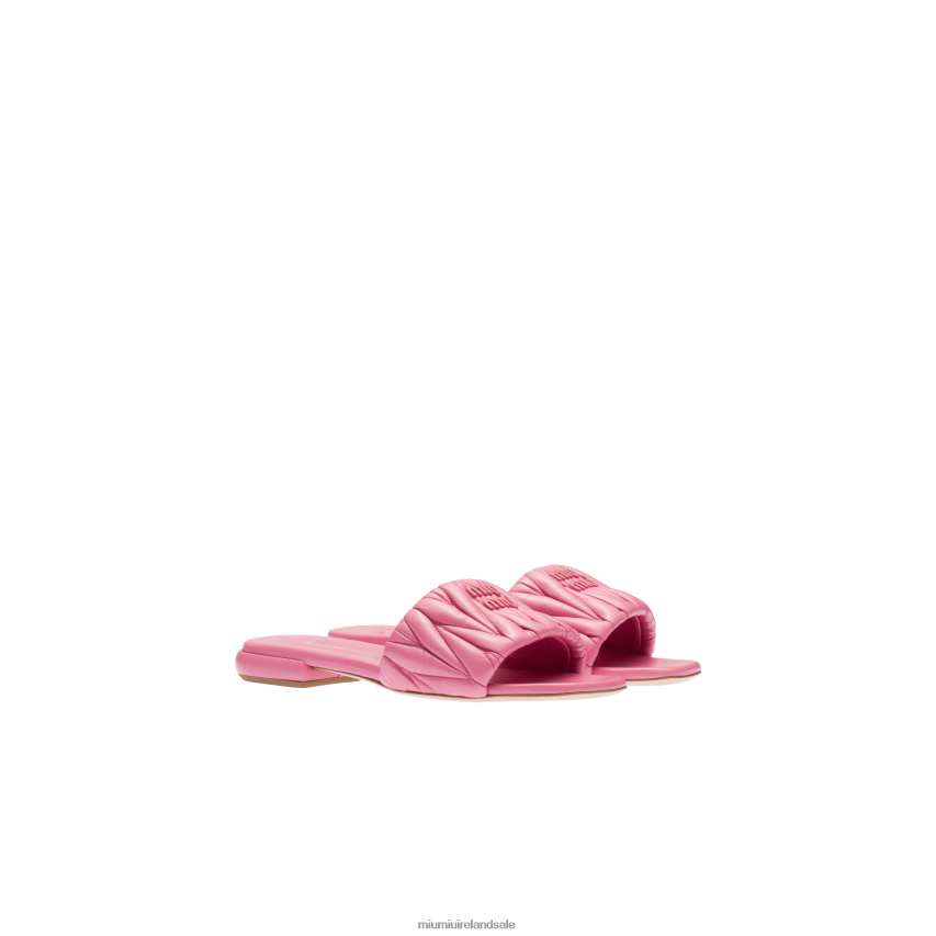 IE Miu MiuShoes Matelasse Nappa Leather Slides Begonia Pink XJN62J257