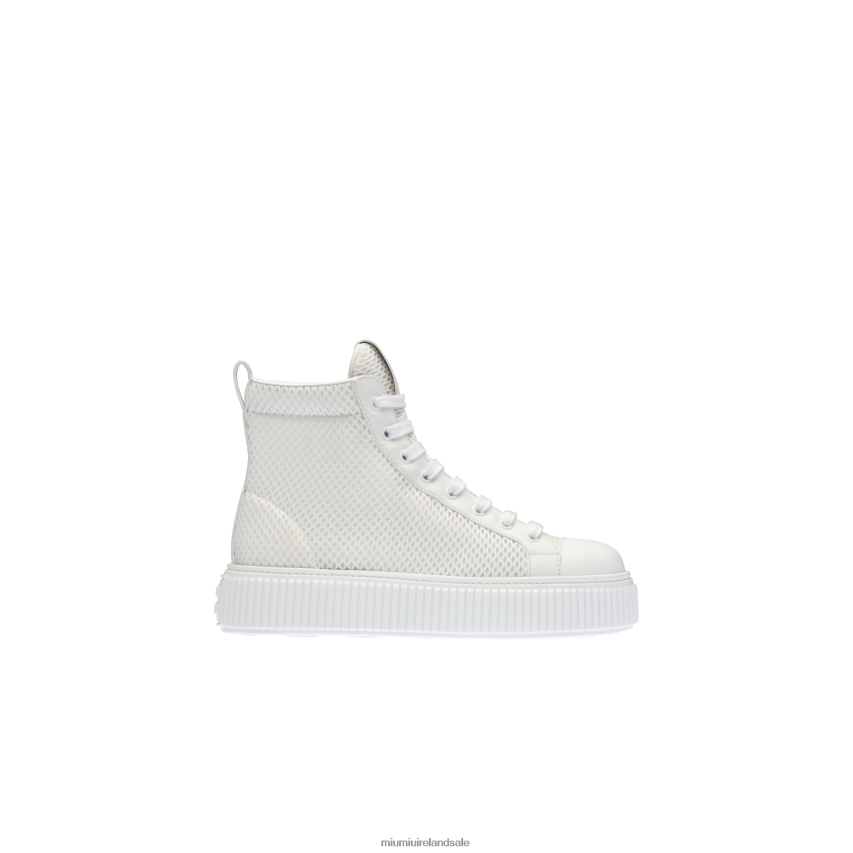 IE Miu MiuShoes Mesh Flatform High-top Sneakers White XJN62J302