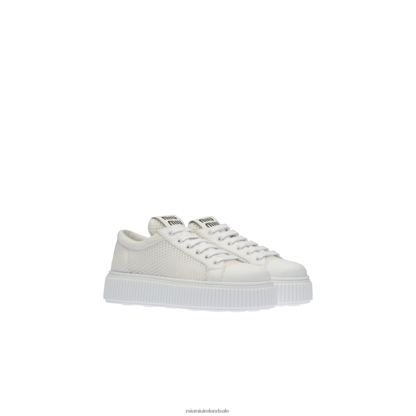 IE Miu MiuShoes Mesh Flatform Sneakers White XJN62J303